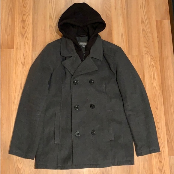 Kenneth Cole Reaction Other - Kenneth cole reaction charcoal peacoat with hood
